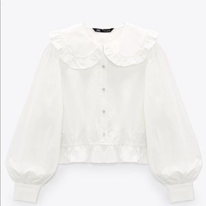 Zara Jeweled Cotton Blouse. XS. Brand new with tags